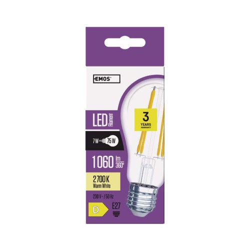 Lampadina LED Filamento E27 7.6W (75W) E27 1060lm 2700K Goccia Opale