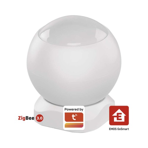 Sensore di Movimento PIR WiFi EMOS GoSmart IP-2210Z, design compatto, colore bianco, dimensioni 48,4 x 53,4 mm.