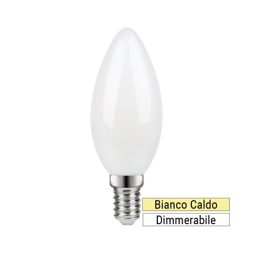 Lampadina LED Filamento Oliva E14 , 5W Dimmerabile, Finitura Opale | Illuminazione Elegante