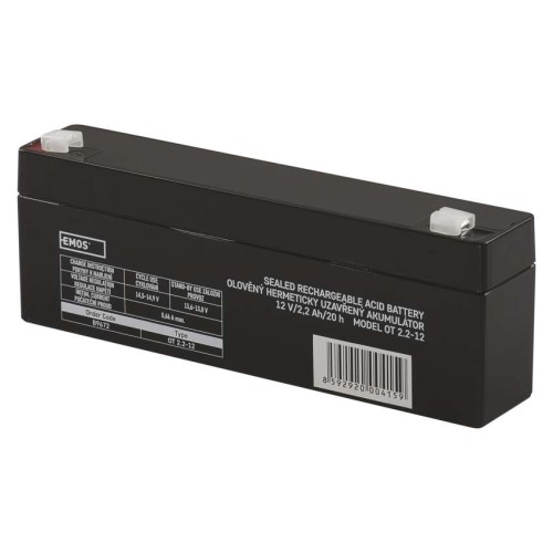 Batteria al piombo ricaricabile 12V 2.2AH attacco faston 4.7 EMOS B9672