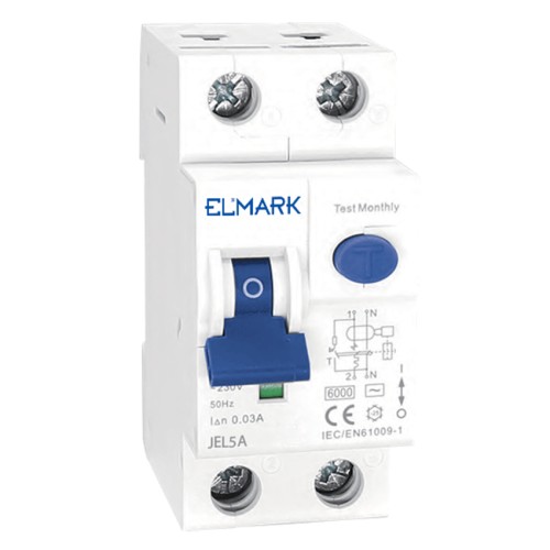 Interruttore Differenziale Magnetotermico RCBO ELMARK 40012A 6A 300mA 2 Poli