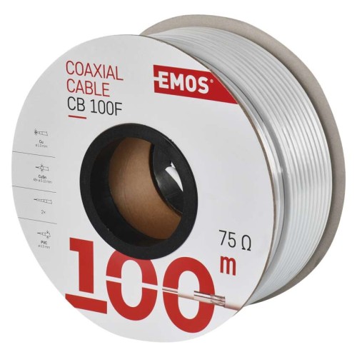 Cavo Coassiale 100m su Bobina, Ø 6,5 mm - EMOS S5141