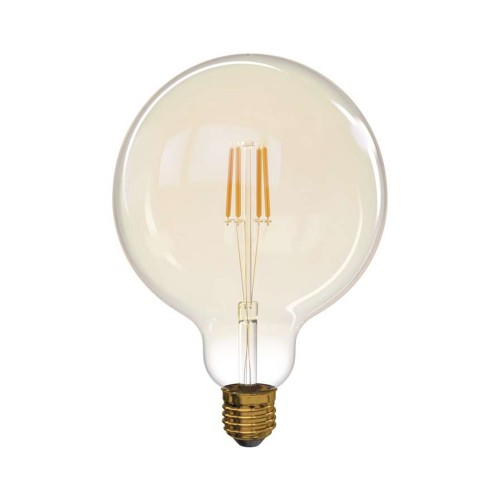 Lampadina LED Globo Vintage G125 E27 4W, 470 lm, bianco caldo, vetro ambra, design retrò