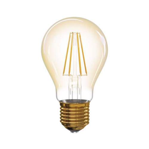 Lampadina LED Vintage A60 E27 4.3W, 400 lm, bianco caldo, vetro ambra, design retrò