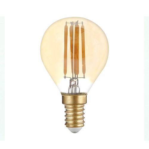 Lampadina LED Vintage Sfera E14 4W, 2500K, bianco caldo, vetro ambra, design retrò