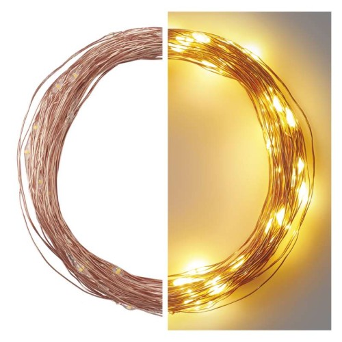 Catena NANO LED: 100 LED Caldi, Timer, 10mt Interno/Esterno | Emos D3AW02