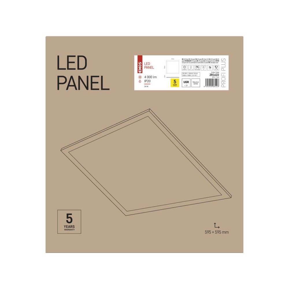 Pannello led 60x60 con sensore di movimento 34w 4000k plafoniera - 596E